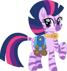 Size: 1414x1500 | Tagged: safe, alternate version, artist:cloudyglow, character:twilight sparkle, species:pony, species:zebra, amulet, cute, dock, female, jewelry, mare, potion, raised hoof, simple background, solo, species swap, transparent background, twiabetes, zebrafied