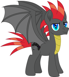Size: 2000x2233 | Tagged: safe, artist:cloudyglow, oc, oc only, oc:gamerpen, species:dracony, species:dragon, species:pony, high res, hybrid, male, movie accurate, simple background, solo, transparent background, wings