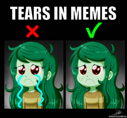 Size: 1500x1390 | Tagged: safe, artist:the-butch-x, character:wallflower blush, my little pony:equestria girls, crying, female, freckles, frown, meme, sad, solo