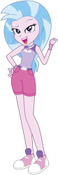 Size: 1105x3348 | Tagged: safe, artist:lhenao, artist:selenaede, base used, character:silverstream, my little pony:equestria girls, belt, clothing, denim shorts, equestria girls-ified, female, fingerless gloves, gloves, jewelry, necklace, open mouth, shoes, shorts, simple background, sneakers, solo, tank top, transparent background