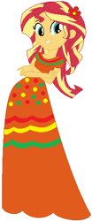 Size: 232x560 | Tagged: safe, artist:selenaede, artist:user15432, base used, character:sunset shimmer, species:human, my little pony:equestria girls, cinco de mayo, clothing, crossed arms, dress, flower, flower in hair, orange dress, red flowers