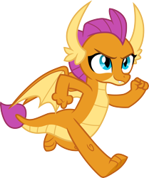Size: 3000x3588 | Tagged: safe, artist:cloudyglow, character:smolder, species:dragon, episode:uprooted, g4, my little pony: friendship is magic, .ai available, cute, dragoness, female, high res, running, simple background, smiling, smolderbetes, solo, transparent background, vector