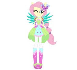 Size: 645x587 | Tagged: safe, artist:cathylility, artist:selenaede, base used, character:fluttershy, equestria girls:legend of everfree, g4, my little pony: equestria girls, my little pony:equestria girls, clothing, crystal guardian, crystal wings, female, ponied up, shoes, simple background, solo, transparent background, wings