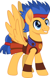 Size: 962x1500 | Tagged: safe, artist:cloudyglow, character:flash sentry, species:pegasus, species:pony, armor, crossover, disney, greek mythology, hercules, male, movie accurate, simple background, smiling, solo, stallion, transparent background, wings