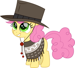 Size: 1639x1500 | Tagged: safe, artist:cloudyglow, character:li'l cheese, species:earth pony, species:pony, episode:the last problem, g4, my little pony: friendship is magic, clothing, cloudyglow is trying to murder us, colt, cute, hat, li'l cuteese, male, movie accurate, simple background, smiling, solo, transparent background, weapons-grade cute, wild west