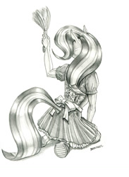 Size: 1000x1364 | Tagged: safe, artist:baron engel, character:starlight glimmer, species:anthro, species:pony, species:unguligrade anthro, species:unicorn, clothing, duster, female, grayscale, maid, mare, monochrome, pencil drawing, simple background, sketch, solo, story included, traditional art, white background