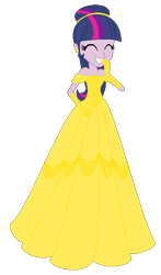 Size: 373x635 | Tagged: safe, artist:allegro15, artist:selenaede, base used, character:twilight sparkle, character:twilight sparkle (alicorn), species:alicorn, species:pony, my little pony:equestria girls, alternate hairstyle, beauty and the beast, belle, clothing, crossover, disney, disney princess, dress, female, gloves, gown, princess belle, simple background, solo, transparent background