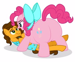 Size: 3975x3300 | Tagged: safe, artist:aleximusprime, character:cheese sandwich, character:pinkie pie, ship:cheesepie, balloonbutt, butt, digital art, fat, female, flurry heart's story, male, pudgy pie, shipping, simple background, straight, white background