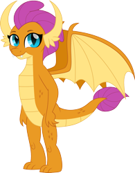 Size: 1245x1600 | Tagged: safe, artist:cloudyglow, part of a set, character:smolder, species:dragon, cloudyglowverse, alternate universe, cute, dragoness, female, movie accurate, simple background, smiling, smolderbetes, solo, transparent background