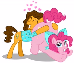 Size: 4096x3451 | Tagged: safe, artist:aleximusprime, character:cheese sandwich, character:pinkie pie, ship:cheesepie, balloonbutt, butt, butthug, digital art, fat, female, flurry heart's story, hug, male, plot, pudgy pie, shipping, simple background, straight, white background