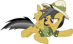 Size: 4901x3000 | Tagged: safe, artist:cloudyglow, character:daring do, species:pegasus, species:pony, episode:daring doubt, g4, my little pony: friendship is magic, absurd resolution, clothing, female, flying, looking back, mare, open mouth, simple background, solo, transparent background, vector
