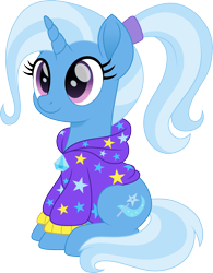 Size: 1168x1500 | Tagged: safe, artist:cloudyglow, gameloft, character:trixie, species:pony, species:unicorn, babysitter trixie, cloudyglow is trying to murder us, cute, diatrixes, female, gameloft interpretation, mare, movie accurate, ponytail, simple background, sitting, solo, transparent background, weapons-grade cute