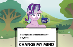 Size: 1024x662 | Tagged: safe, artist:aleximusprime, edit, character:starlight glimmer, species:pony, species:unicorn, change my mind, exploitable meme, female, horn, mare, meme
