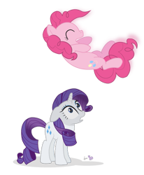 Size: 555x674 | Tagged: safe, artist:dm29, character:pinkie pie, character:rarity, duo, eyes closed, floppy ears, looking up, open mouth, rarity catch me, simple background, smiling, this will end in tears, transparent background, vector, wide eyes