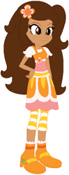 Size: 222x560 | Tagged: safe, artist:selenaede, artist:user15432, base used, species:human, my little pony:equestria girls, barely eqg related, boots, clothing, crossover, dress, equestria girls style, equestria girls-ified, flower, flower in hair, hairpin, hand on hip, orange blossom (strawberry shortcake), orange dress, shoes, socks, strawberry shortcake, strawberry shortcake's berry bitty adventures