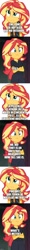Size: 500x4138 | Tagged: safe, artist:cloudyglow, edit, edited screencap, screencap, character:sunset shimmer, my little pony:equestria girls, argentina, attack of the 50 ft. woman, comic, human sunset, metric system, ponidox, screencap comic, self ponidox, spanish, translated in the description