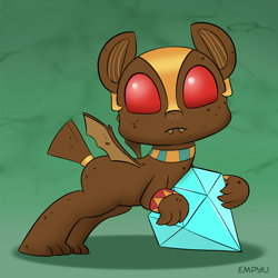 Size: 1000x1000 | Tagged: safe, artist:empyu, species:gargoyle, episode:daring doubt, g4, my little pony: friendship is magic, chibi, cute, diamond, guardian, guardiangoyle, looking at you, male, red eyes, solo