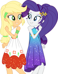 Size: 1280x1621 | Tagged: safe, artist:cloudyglow, character:applejack, character:rarity, episode:i'm on a yacht, g4, my little pony: equestria girls, my little pony:equestria girls, spoiler:eqg series (season 2), duo, female, simple background, sleeveless, transparent background, vector