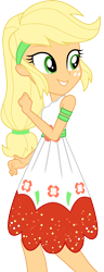 Size: 2304x6000 | Tagged: safe, artist:cloudyglow, character:applejack, episode:i'm on a yacht, g4, my little pony: equestria girls, my little pony:equestria girls, spoiler:eqg series (season 2), clothing, dress, female, freckles, simple background, sleeveless, smiling, solo, transparent background, vector