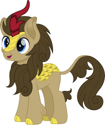 Size: 1259x1500 | Tagged: safe, artist:cloudyglow, character:doctor whooves, character:time turner, species:kirin, cute, doctorbetes, kirin-ified, male, movie accurate, open mouth, simple background, smiling, solo, species swap, stallion, transparent background