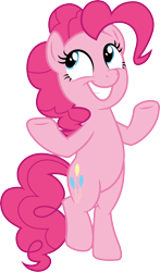 Size: 3000x5114 | Tagged: safe, artist:cloudyglow, character:pinkie pie, species:earth pony, species:pony, episode:a trivial pursuit, g4, my little pony: friendship is magic, .ai available, bipedal, cute, diapinkes, female, high res, mare, simple background, smiling, smirk, solo, transparent background, vector