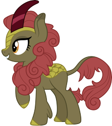 Size: 3000x3381 | Tagged: safe, artist:cloudyglow, character:maple brown, species:kirin, episode:sounds of silence, g4, my little pony: friendship is magic, background kirin, eyelashes, female, high res, raised hoof, simple background, smiling, solo, transparent background, vector