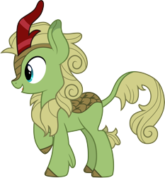 Size: 3000x3215 | Tagged: safe, artist:cloudyglow, character:forest fall, species:kirin, episode:sounds of silence, g4, my little pony: friendship is magic, high res, male, open mouth, raised hoof, simple background, smiling, solo, transparent background