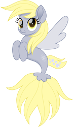 Size: 863x1500 | Tagged: safe, artist:cloudyglow, character:derpy hooves, species:pony, species:seapony (g4), cloudyglow is trying to murder us, cute, derp, derpabetes, female, fin wings, mare, movie accurate, seaponified, seapony derpy, simple background, solo, species swap, transparent background, weapons-grade cute, wings