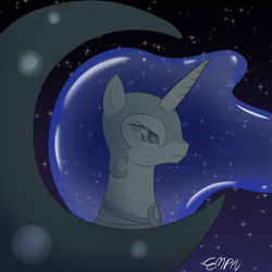 Size: 1000x1000 | Tagged: safe, artist:empyu, character:nightmare moon, character:princess luna, species:alicorn, species:pony, 30 minute art challenge, moon