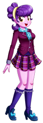 Size: 604x1696 | Tagged: safe, artist:the-butch-x, character:suri polomare, my little pony:equestria girls, clothing, crystal prep academy uniform, cute, female, looking at you, open mouth, plaid skirt, pleated skirt, scarf, school uniform, simple background, skirt, smiling, solo, suribetes, transparent background