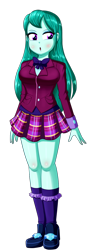 Size: 604x1696 | Tagged: safe, artist:the-butch-x, character:cold forecast, my little pony:equestria girls, :o, clothing, crystal prep academy uniform, female, open mouth, plaid skirt, school uniform, simple background, skirt, solo, transparent background