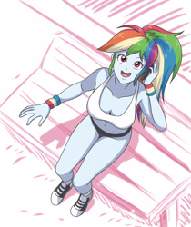 Size: 1968x2338 | Tagged: safe, artist:sumin6301, character:rainbow dash, my little pony:equestria girls, adorasexy, belly button, breasts, busty rainbow dash, cellphone, cleavage, converse, cute, female, looking at you, looking up, open mouth, phone, sexy, shoes, simple background, sitting, solo, stupid sexy rainbow dash, white background