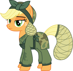 Size: 3083x3000 | Tagged: safe, artist:cloudyglow, character:applejack, species:earth pony, species:pony, episode:the cutie re-mark, .ai available, alternate timeline, applejack is not amused, clothing, crystal war timeline, female, freckles, high res, looking at you, simple background, solo, transparent background, unamused, vector