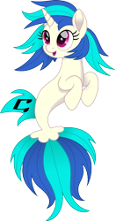 Size: 794x1500 | Tagged: safe, artist:cloudyglow, character:dj pon-3, character:vinyl scratch, species:seapony (g4), g4, cute, cutie mark, female, horn, open mouth, seaponified, seapony vinyl scratch, simple background, solo, species swap, transparent background, vinylbetes