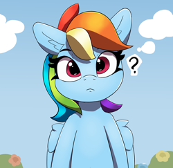 Size: 1880x1830 | Tagged: safe, artist:pabbley, part of a set, character:rainbow dash, species:pegasus, species:pony, g4, cute, dashabetes, female, looking at you, mare, question mark, solo