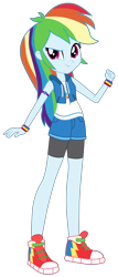 Size: 1736x4048 | Tagged: safe, artist:lhenao, artist:selenaede, artist:sugar-loop, base used, character:rainbow dash, species:eqg human, g4, my little pony:equestria girls, alternate outfits, armband, clothing, compression shorts, confident, converse, cute, cutie mark, cutie mark on clothes, denim shorts, female, geode of super speed, jacket, leggings, legs, looking at you, magical geodes, shirt, shoes, shorts, shorts over shorts, simple background, sneakers, solo, tomboy, transparent background, vector, wristband