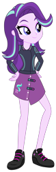 Size: 1356x4157 | Tagged: safe, artist:lhenao, artist:selenaede, base used, character:starlight glimmer, species:eqg human, g4, my little pony:equestria girls, alternate hairstyle, boots, clothing, eyeshadow, female, jacket, leather jacket, makeup, shoes, simple background, skirt, solo, transparent background