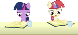 Size: 6614x3000 | Tagged: safe, artist:cloudyglow, character:moondancer, character:twilight sparkle, episode:amending fences, g4, my little pony: friendship is magic, book, female, filly, filly moondancer, filly twilight sparkle, reading, simple background, transparent background, vector, younger