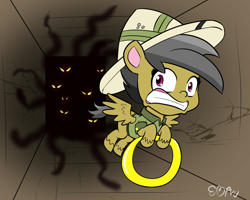 Size: 1000x800 | Tagged: safe, artist:empyu, character:daring do, species:pegasus, species:pony, g4, my little pony:pony life, 30 minute art challenge, escape, running