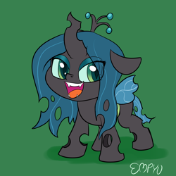 Size: 1000x1000 | Tagged: safe, artist:empyu, character:queen chrysalis, species:changeling, g4, my little pony:pony life, changeling queen, female, green background, simple background, solo