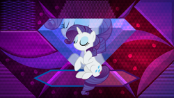 Size: 3840x2160 | Tagged: safe, artist:cloudyglow, artist:laszlvfx, edit, character:rarity, species:pony, g4, female, solo, wallpaper, wallpaper edit