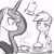 Size: 1280x1280 | Tagged: safe, artist:johnjoseco, character:derpy hooves, character:princess luna, species:pegasus, species:pony, ship:lunaderp, coffee, female, grayscale, lesbian, mare, monochrome, muffin, shipping, tea, underp