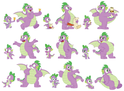 Size: 7744x5686 | Tagged: safe, artist:aleximusprime, character:spike, species:dragon, g4, adult, adult spike, chubby, fat, fat spike, older, older spike, pose, quill, scroll, simple background, ticket, transparent background, weight gain, winged spike