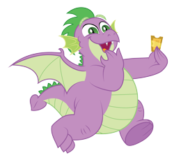 Size: 4001x3657 | Tagged: safe, artist:aleximusprime, character:spike, species:dragon, episode:the ticket master, g4, my little pony: friendship is magic, adult, adult spike, chubby, fat, fat spike, male, older, older spike, simple background, solo, ticket, transparent background, winged spike