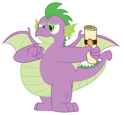 Size: 4017x3708 | Tagged: safe, artist:aleximusprime, character:spike, species:dragon, g4, adult, adult spike, chubby, fat, fat spike, male, older, older spike, scroll, simple background, solo, transparent background, winged spike