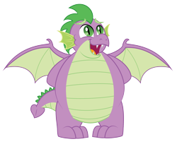 Size: 4464x3640 | Tagged: safe, artist:aleximusprime, character:spike, species:dragon, g4, adult, adult spike, arm behind back, chubby, fat, fat spike, looking at you, male, older, older spike, open mouth, simple background, solo, transparent background, winged spike