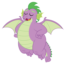 Size: 4150x4090 | Tagged: safe, artist:aleximusprime, character:spike, species:dragon, g4, adult, adult spike, chubby, eyes closed, fat, fat spike, male, older, older spike, open mouth, simple background, solo, transparent background, winged spike