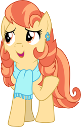 Size: 3000x4698 | Tagged: safe, artist:cloudyglow, character:aunt holiday, species:earth pony, species:pony, episode:the last crusade, g4, my little pony: friendship is magic, absurd resolution, clothing, female, open mouth, raised hoof, scarf, simple background, solo, transparent background, vector