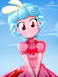 Size: 1220x1600 | Tagged: safe, alternate version, artist:the-butch-x, character:cozy glow, species:eqg human, g4, my little pony:equestria girls, clothing, cozybetes, cute, dress, equestria girls-ified, female, freckles, looking at you, signature, smiling, solo
