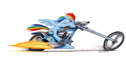 Size: 1057x554 | Tagged: safe, artist:baron engel, character:rainbow dash, motorcycle, traditional art